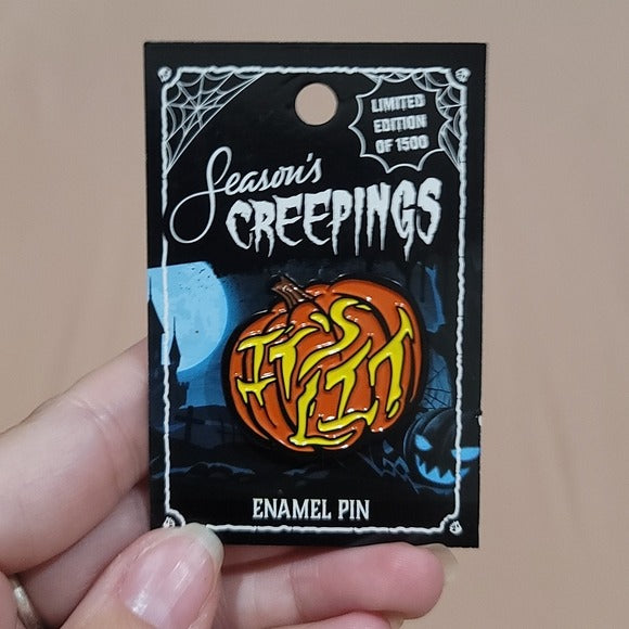 Enamel Lapel Pin | Limited Edition | PUMPKIN IT'S LIT | Black Orange - Hot Topic - Lapel Pins