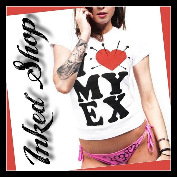 Inked Shop Graphic T-Shirt | "I HATE MY EX" | White Black Red - Inked Shop - Tops