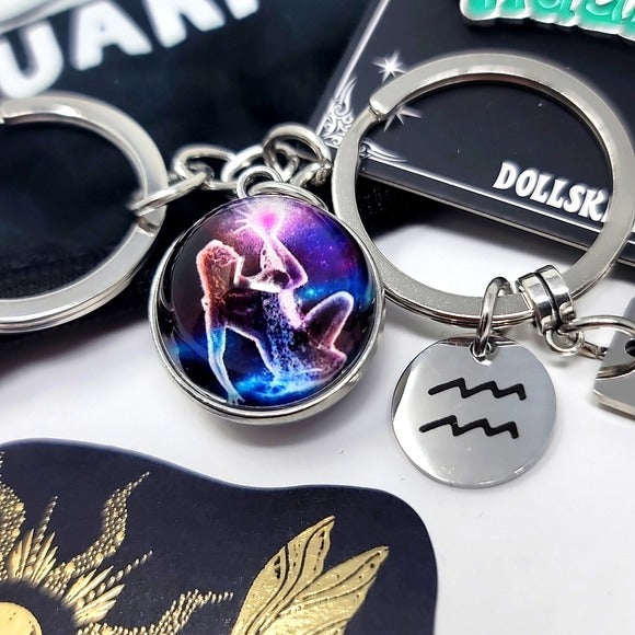 Aquarius Zodiac | Necklaces Pins Hair Tie Keychains Foil Stickers Mask - A Gothic Universe - Accessories