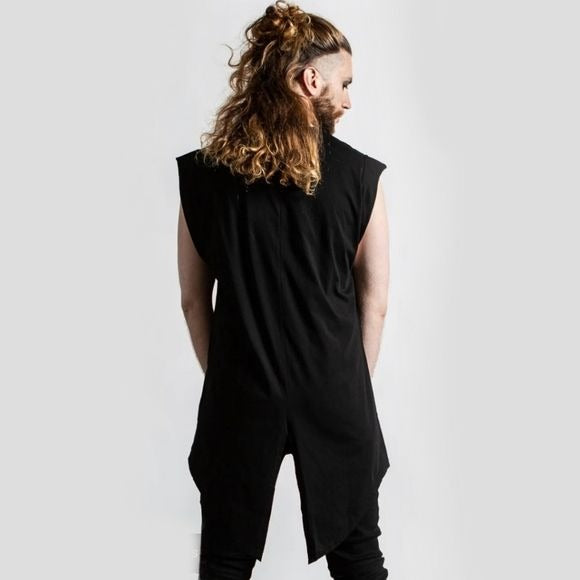 Insomnia Longline Vest Tunic | Black Soft Cotton Unisex - Killstar - Tops