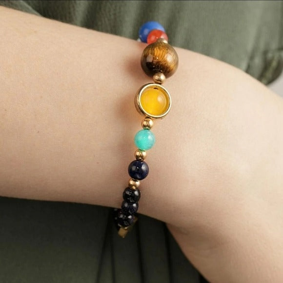 Solar System Bracelet | Adjustable Exceptional Quality Natural Crystals 8" - Mindful Souls - Bracelets