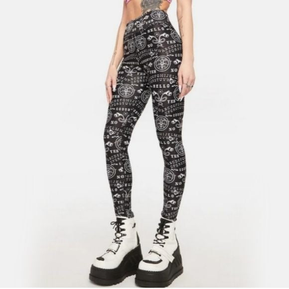 Ouija Graphic Leggings | Black Stretchy High Waisted - Too Fast - Leggings