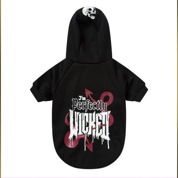 Pets Hoodie | I'm Perfectly Wicked Graphic | Black Jersey Cotton - Killstar - Pet Hoodies