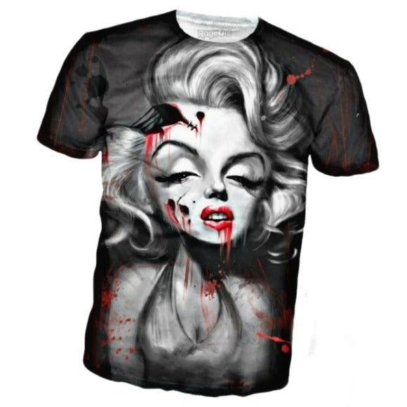 Men's Bloody Tee | Walking Dead Marilyn Monroe Zombie T-Shirt Horror - Rage On - Tops