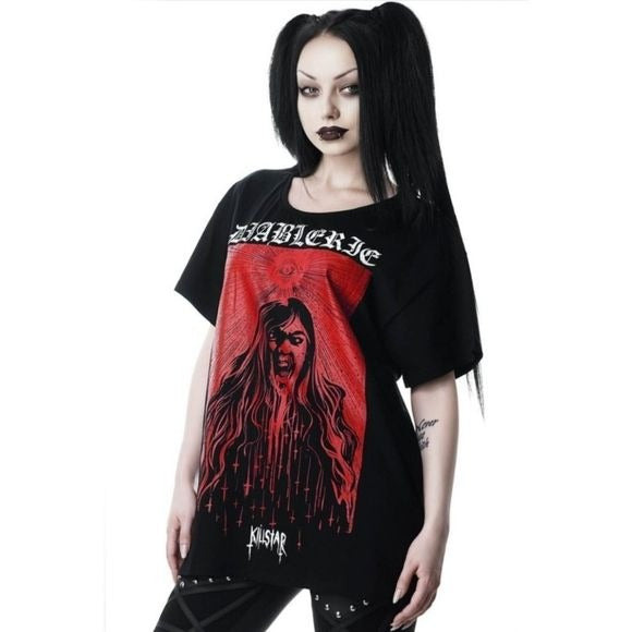 Diablerie Relaxed Top | Black Super Soft Superior Cotton - Killstar - Tops