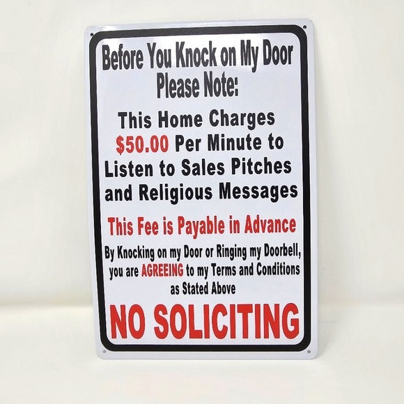 Vintage Metal Sign | Indoor/Outdoor | NO SOLICITING Black & White - A Gothic Universe - Signs