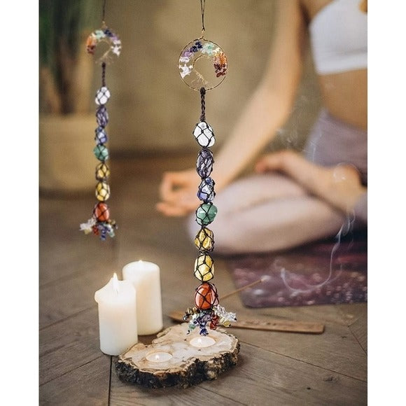 Crystals Window Decor | Tree Of Life Chakra Tumble Stones - A Gothic Universe - Sun Catcher