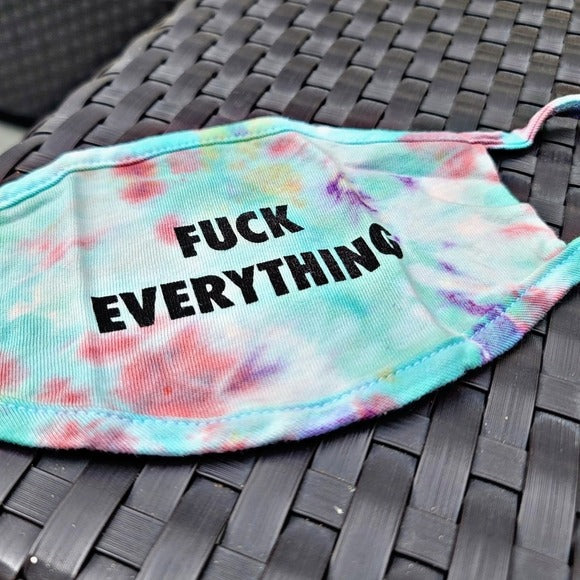 Logo Face Mask | F*ck Everything | Blue Tie Dye Statement Comfy Facemask - Fuck Brand - Face Masks