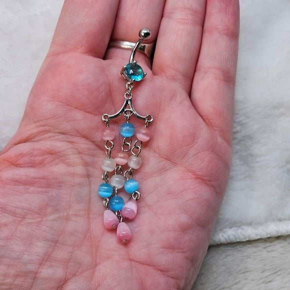 Body Jewelry |  Australian Crystal Cats Eye Beads Dangle Navel - Painful Pleasures - Body Jewelry
