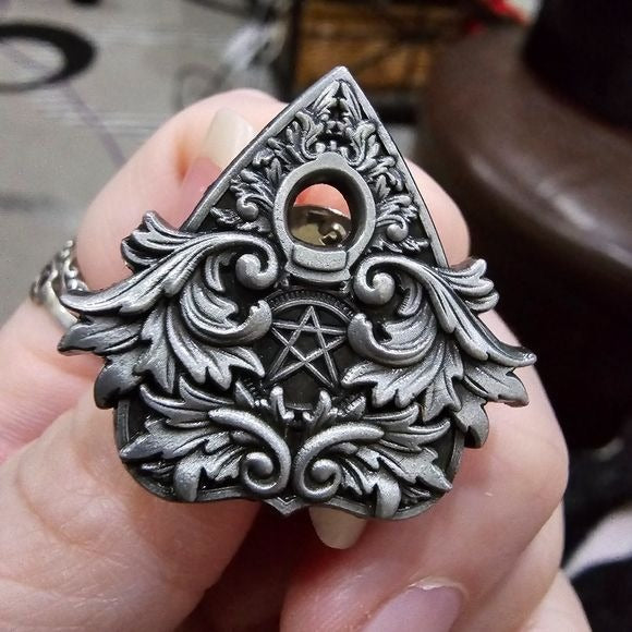 Metal Enamel Lapel Pin | Ouija Planchette Pentagram - A Gothic Universe - Lapel Pin