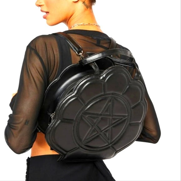 Soul Keeper Backpack | Vegan Leather Pentagram Design on Front - Lost Queen - Backpacks