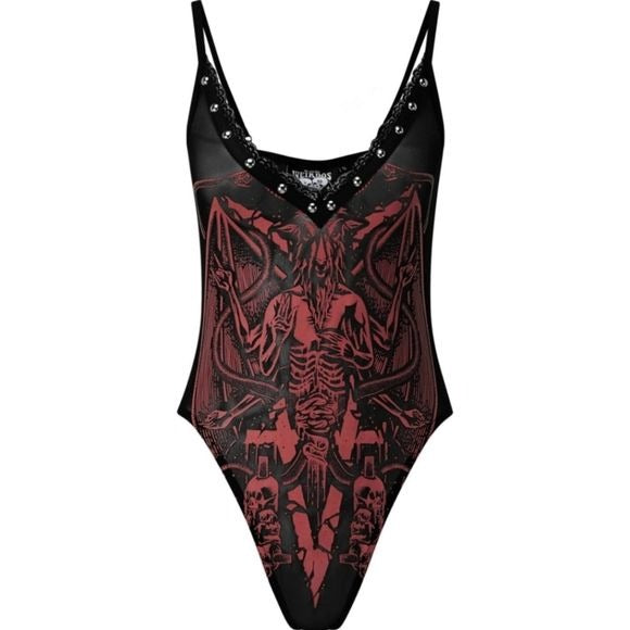 Your Highness Bodysuit | Baphomet Satanic Gothic Punk Lingerie - Killstar - Bodysuit