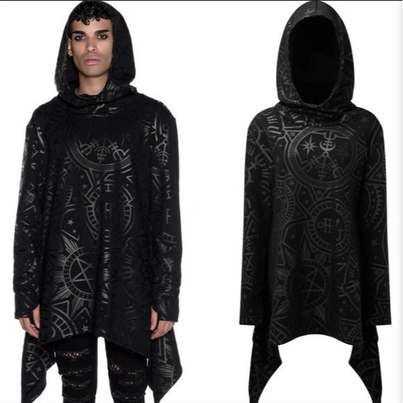 Occult Luxury Occultum Longline Hoodie | Gothic Black Unisex - Killstar - Hoodies