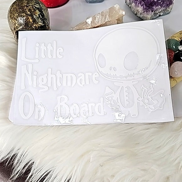 Vinyl Car Truck Window Decal Sticker | Little Nightmare On Board | White - A Gothic Universe - Decals