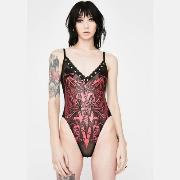 Your Highness Bodysuit | Baphomet Satanic Gothic Punk Lingerie - Killstar - Bodysuit