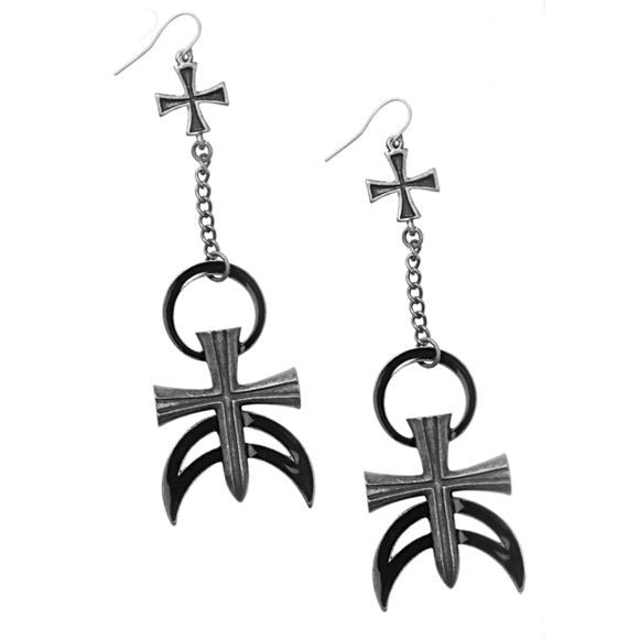 Statement Earrings | Stella Luna Star Moon Gothic Darkened Antique Silver - Killstar - Earrings