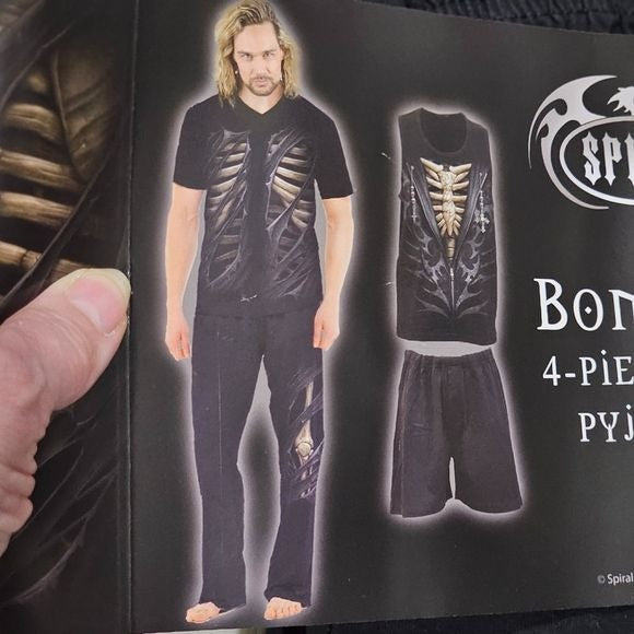 Men's Pajama Sets | Bone Rips Black 2 Sets | Winter & Summer - Spiral Direct - Sleepwear