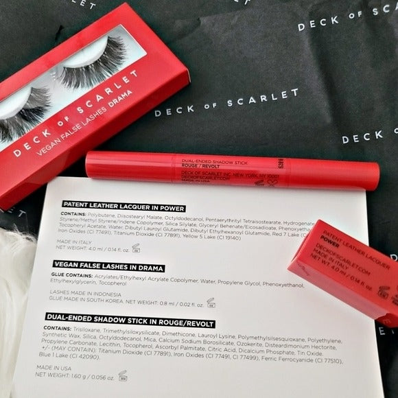 Rouge Rebel Anniversary Kit | Vegan Lashes, Shadow Stick & Red Lipstick - Deck Of Scarlet - Makeup