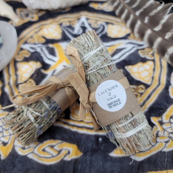 Lavender & Sage | Smudge/Cleanse Yourself & Your Home Set of Two w/Sack - A Gothic Universe - Smudging Sets