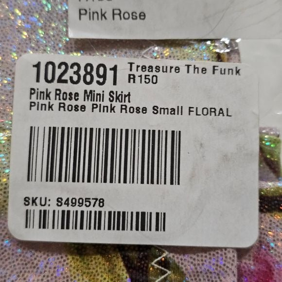 Pink Rose Mini Skirt | Bodycon High Waisted w/ Stretch S - Treasure The Funk - Mini Skirts