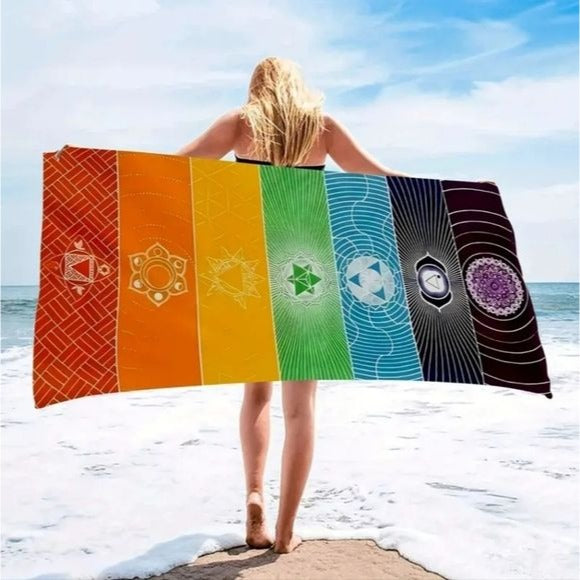 Chakra Healing Beach Towel | Premium Micro Fiber - A Gothic Universe - Beach Towels