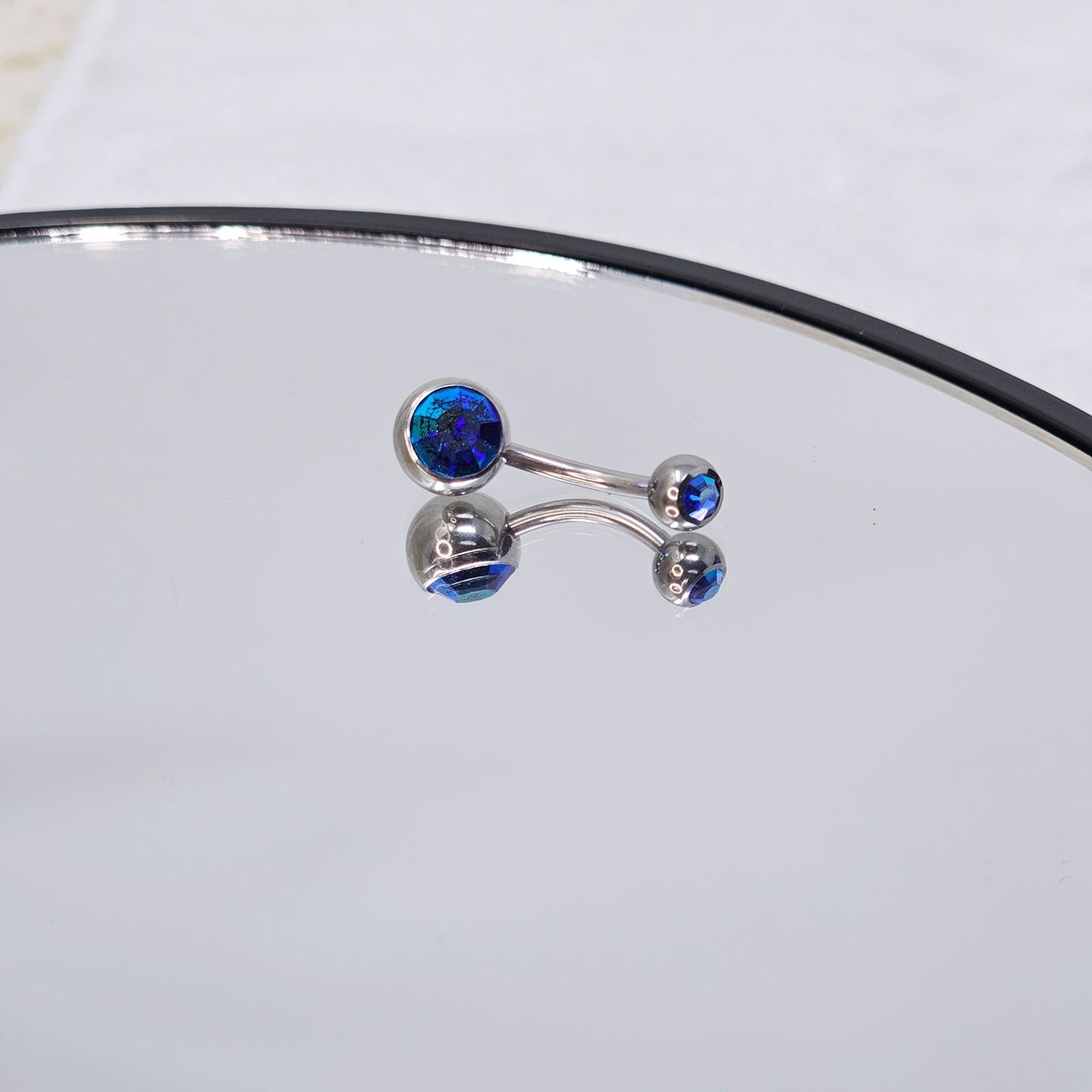 Blue Crystal Belly Button Ring Barbell - 𝑃𝑎𝑖𝑛𝑓𝑢𝑙 𝑃𝑙𝑒𝑎𝑠𝑢𝑟𝑒 - Body Jewelry