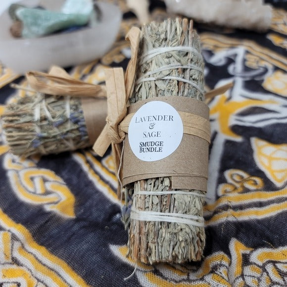 Lavender & Sage | Smudge/Cleanse Yourself & Your Home Set of Two w/Sack - A Gothic Universe - Smudging Sets