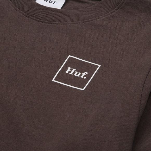 Domestic Long Sleeve CROP T-Shirt | Chocolate Brown Ribbed Collar Cotton - HUF - Tops