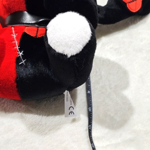 Gothic Bunny Plushie | Red & Black Color Block Punk Design 9" Tall - A Gothic Universe - Plushies