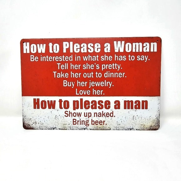 Vintage Metal Sign | Indoor/Outdoor | How To Please A Woman White, Red - A Gothic Universe - Signs