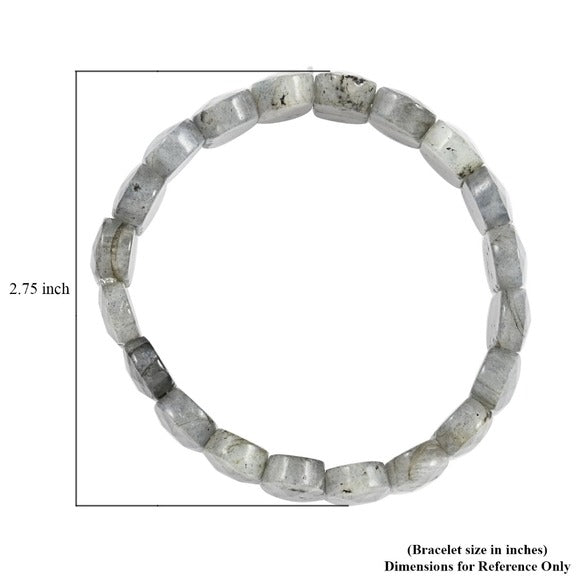 Malagasy Labradorite Beaded Stretch Bracelet | in Sterling Silver 225.00 ctw - A Gothic Universe - Bracelets