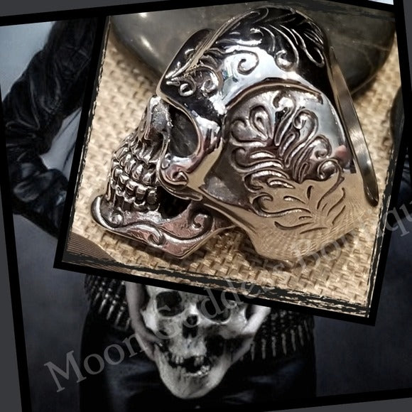Evil King Men's Biker Ring |  Black Oxidized Stainless Steel - Evil King Theme - A Gothic Universe - Rings