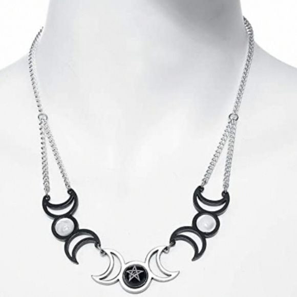 Tres Lunae Necklace | Triple Moon Goddess - Alchemy Gothic - 