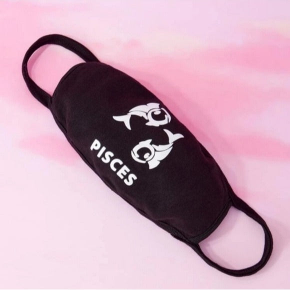 Pisces Zodiac | 2 Black Face Masks Hair Charm Tie Keychain 3 Foil Sticker - A Gothic Universe - Accessories