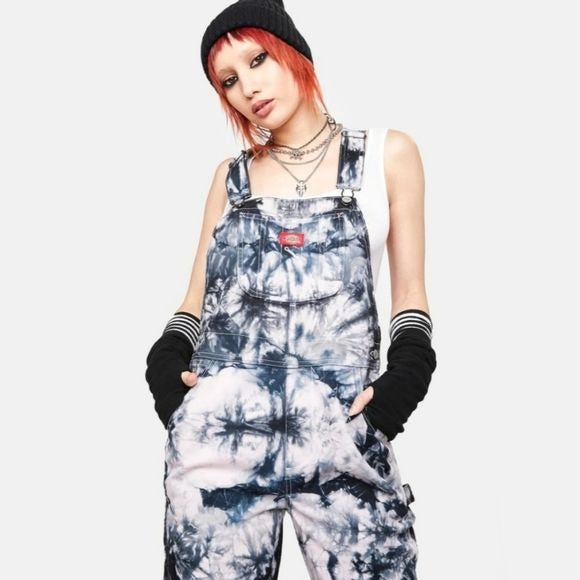 Tie Dye Overalls | Black Pink & White Contrast Stitching 5 Pocket - Dickies - 