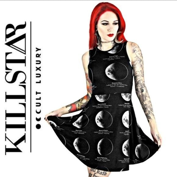 Crazy Party Dress | Crazy for the Moon | Lunar Skater Gothic Black Dress - Killstar - Dresses