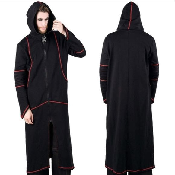 Darkside Long Jacket | Black Soft Cotton Unisex Oversized Hood - Killstar - Jackets