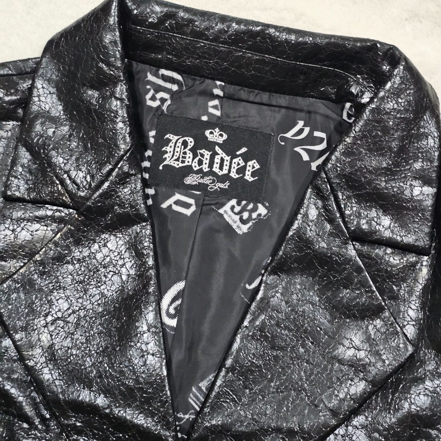 BADEE Faded ECO Leather Crop Jacket Black - BADEE - Jackets