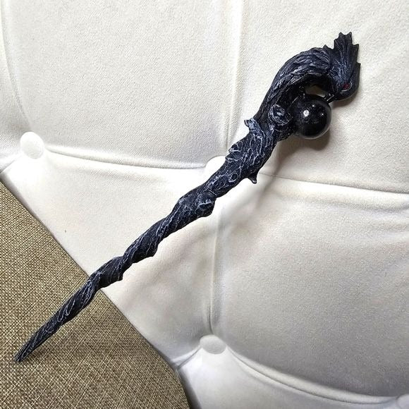 Raven Wand | Black Obsidian Hand Painted Acrylic 9½" - A Gothic Universe - Wand