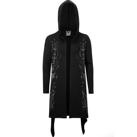 Town Scryer Hooded Cardigan | Unisex Fit Knit Soft Cotton Stretchy - Killstar - Hoodies