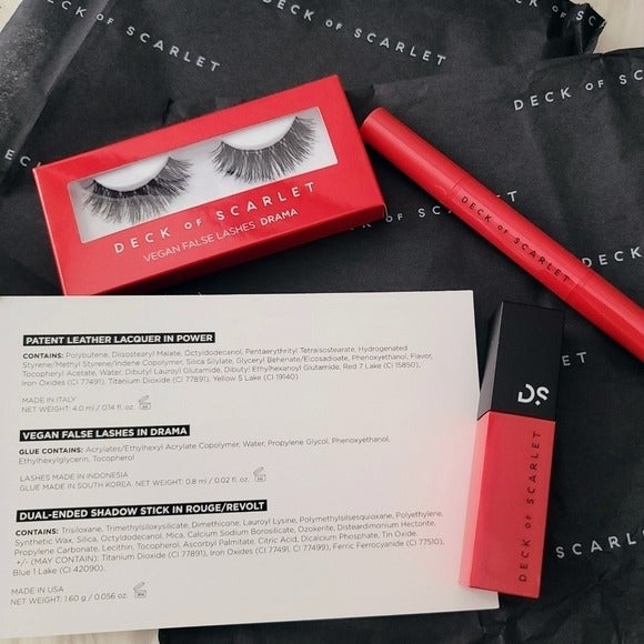 Rouge Rebel Anniversary Kit | Vegan Lashes, Shadow Stick & Red Lipstick - Deck Of Scarlet - Makeup