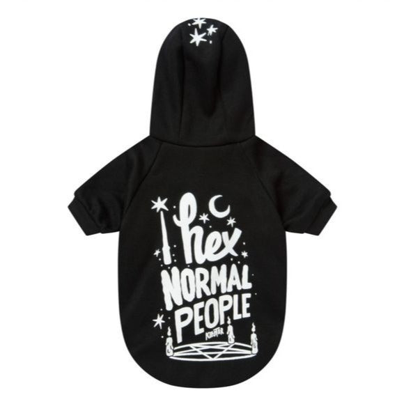 Pets Hoodie | I Hex Normal People Graphic | Black Soft Jersey Cotton - Killstar - Pet Hoodie