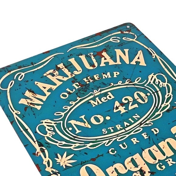 Vintage Metal Sign | Indoor/Outdoor | Mary Jane Organic Blue & Yellow - A Gothic Universe - Signs