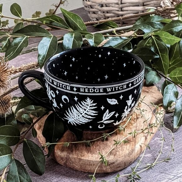 Green Witch Oversized Mug | Black Porcelain Gloss Finish 500ml - Rogue + Wolf - Mugs