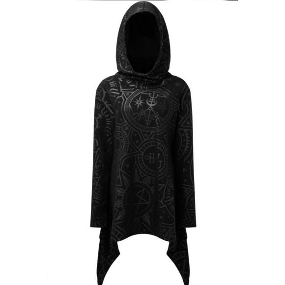 Occult Luxury Occultum Longline Hoodie | Gothic Black Unisex - Killstar - Hoodies