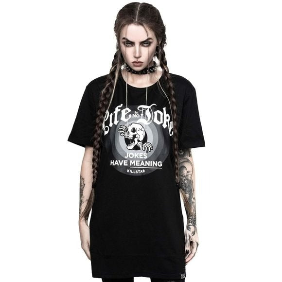 Life Is No Joke T-Shirt | Black Super Soft Cotton Jersey-Fabric - Killstar - T-Shirt