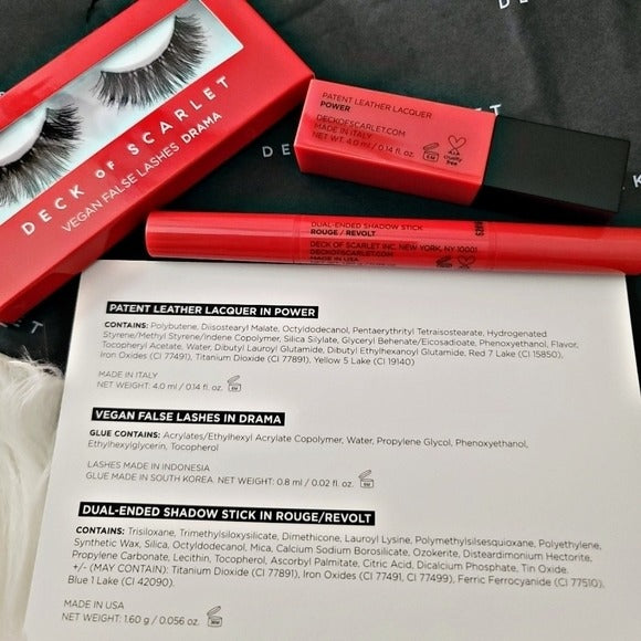 Rouge Rebel Anniversary Kit | Vegan Lashes, Shadow Stick & Red Lipstick - Deck Of Scarlet - Makeup