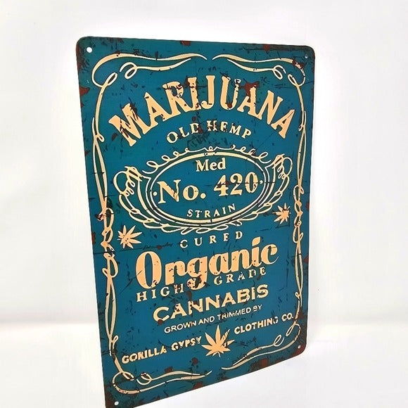 Vintage Metal Sign | Indoor/Outdoor | Mary Jane Organic Blue & Yellow - A Gothic Universe - Signs