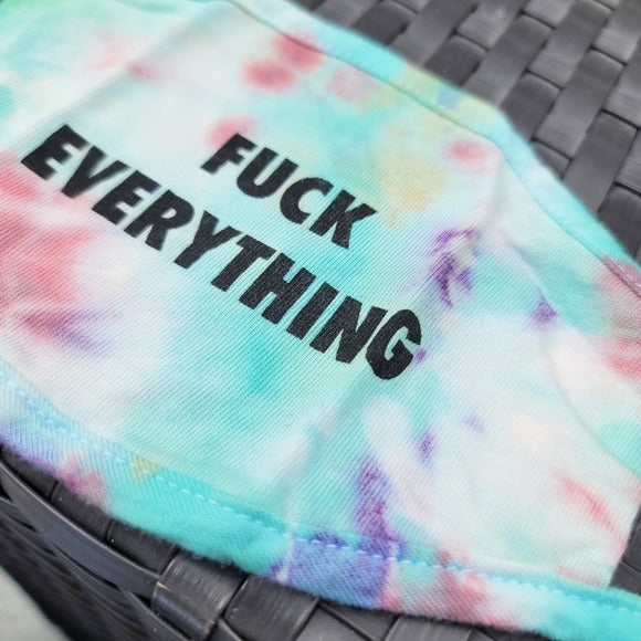 Logo Face Mask | F*ck Everything | Blue Tie Dye Statement Comfy Facemask - Fuck Brand - Face Masks