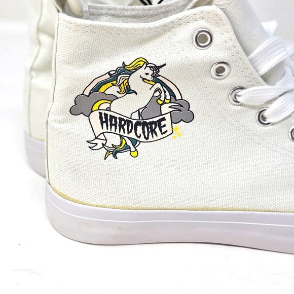 Canvas High Top Sneakers | Hardcore Unicorn Graphic Pull On Tab - Hot Topic - Shoes